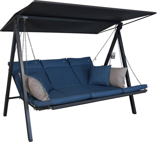 ANGERER Hollywoodschaukel Lounge Smart 3-Sitzer mit Bettfunktion & Sonnendach – Gartenschaukel mit Liegefunktion, Made in Germany