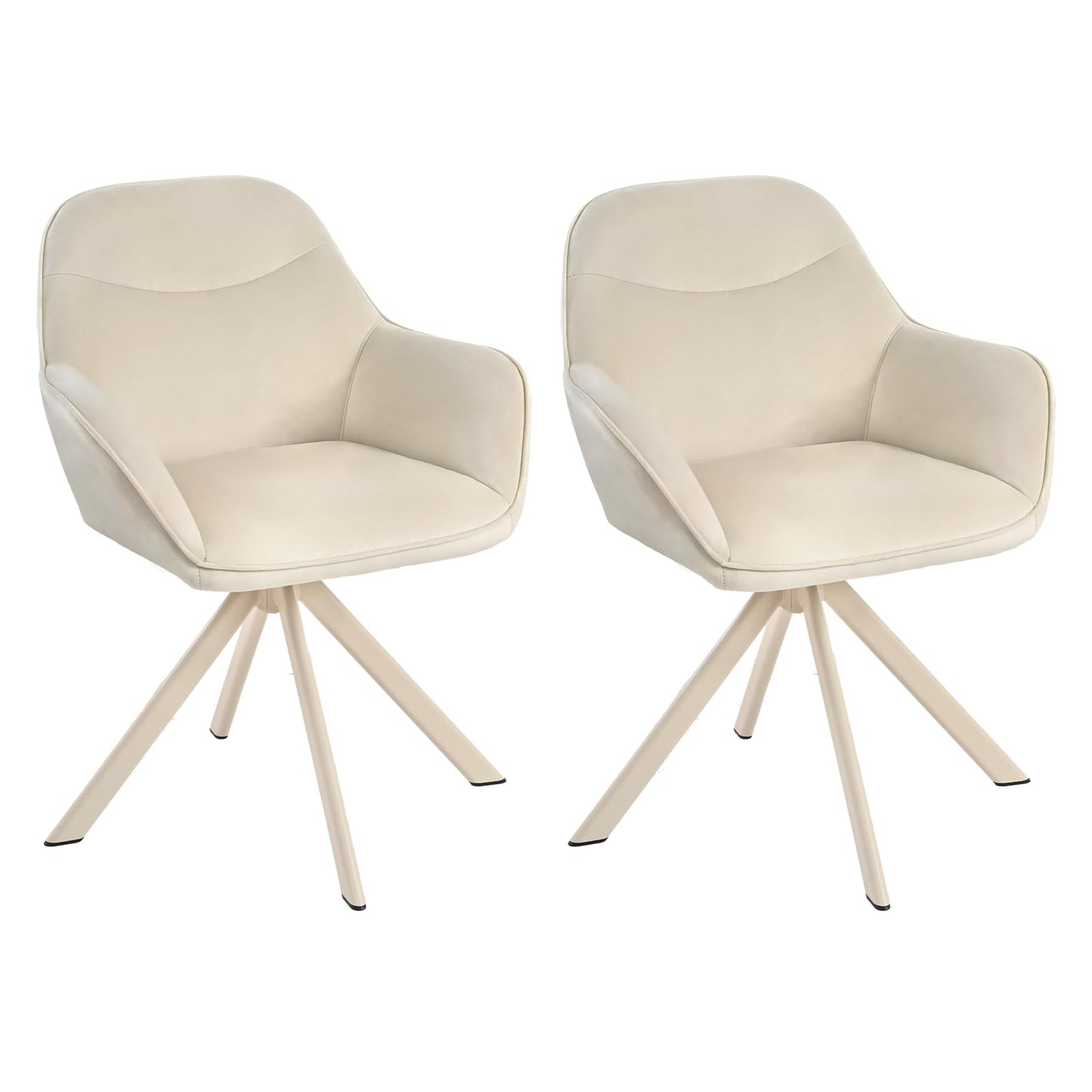 Esszimmerstühle Drehbar 4er Set mit Armlehne, 360° drehbar, Polsterstuhl Leinen, Drehstuhl Esszimmer Beige, Küchenstuhl mit Metallbeine für Esszimmer, Wohnzimmer, Büro