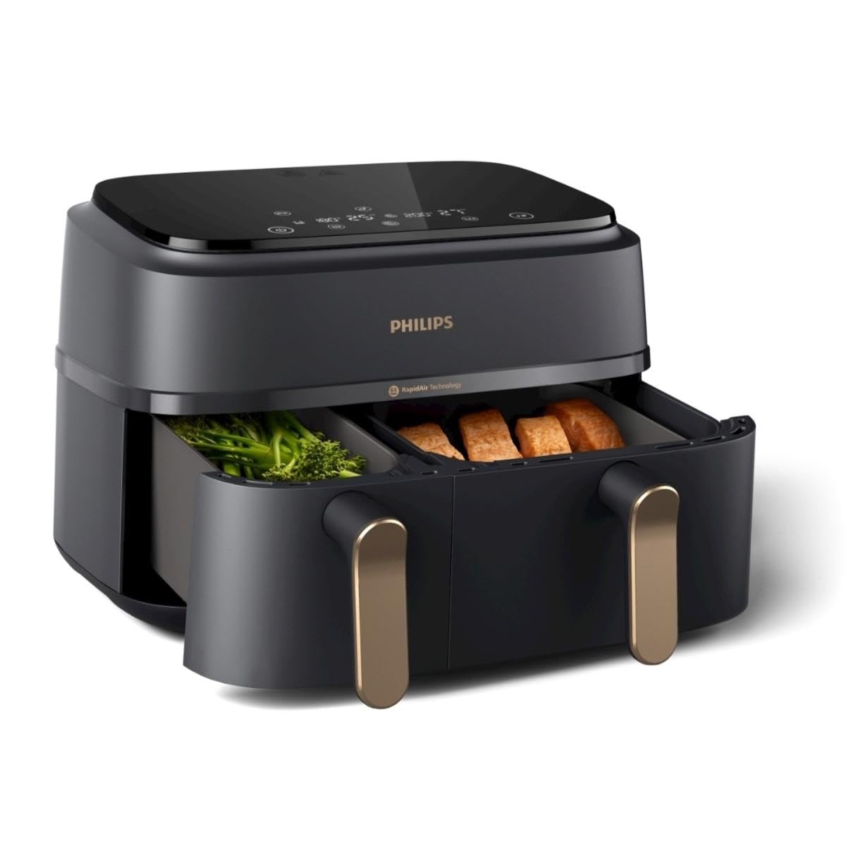 Philips Stacked Airfryer 4000 Serie Heißluftfritteuse, Schwarz/Grau, 10 L