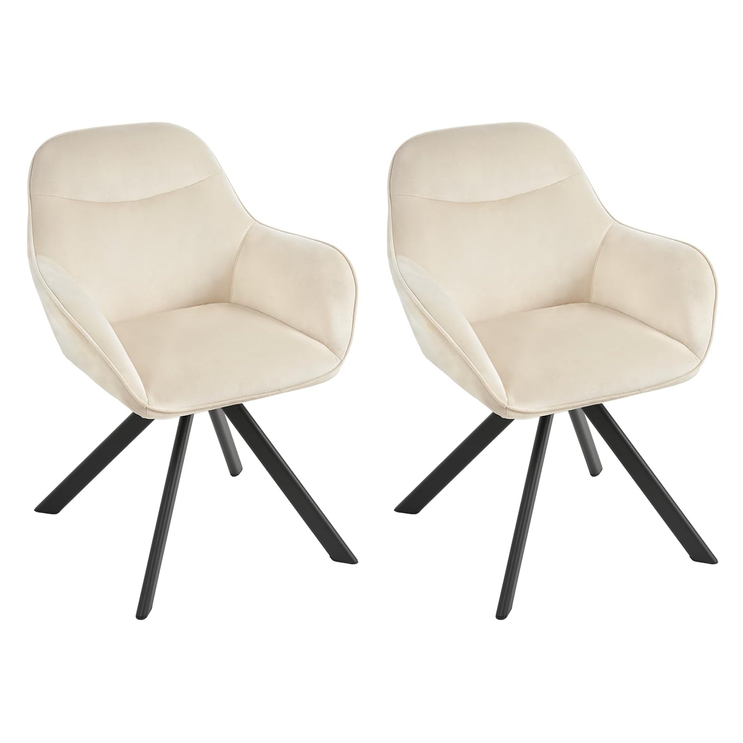 6er Set Esszimmerstühle Drehbar mit Armlehne, 360° Drehstuhl Polsterstuhl Samt Modern Küchenstuhl mit Metallbeine für Esszimmer, Wohnzimmer, Büro, Dunkelgrau