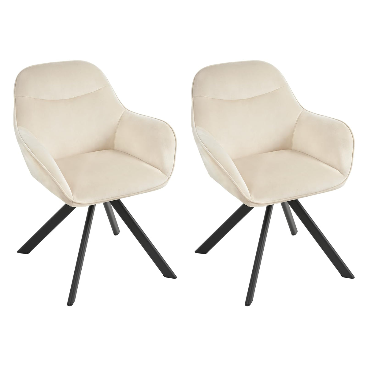 Esszimmerstühle Drehbar 4er Set mit Armlehne, 360° drehbar, Polsterstuhl Leinen, Drehstuhl Esszimmer Beige, Küchenstuhl mit Metallbeine für Esszimmer, Wohnzimmer, Büro
