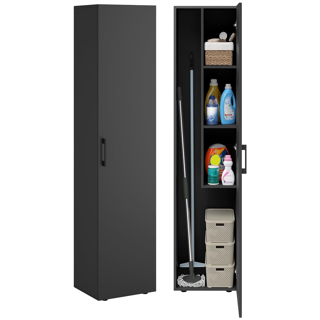 Bellamio Apol Besenschrank 60 cm breit, Weiß, Staubsaugerfach, Stauraum