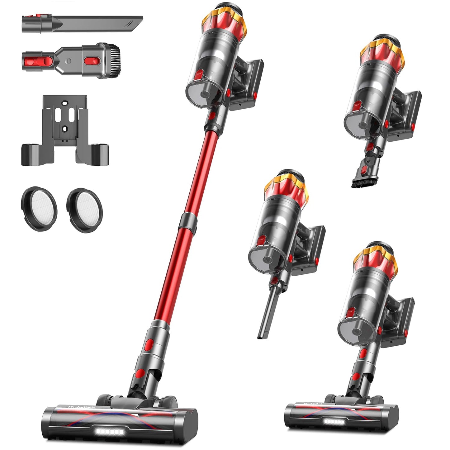 Akku Staubsauger Kabellos 45KPa/550W/65Min für Tierhaare/Teppiche/Hartböden