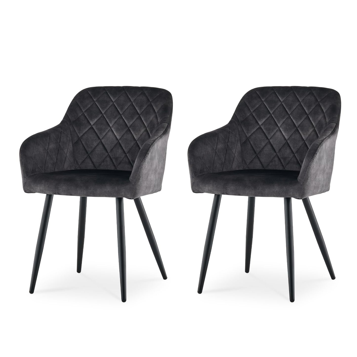 CLIPOP Esszimmerstühle 2er Set, Küchenstühle Grau Samtstoff stühle Polsterstühle mit Armlehne Metallbeine Polstersessel Stühle für Esszimmer Küche (2, Samt Grau)