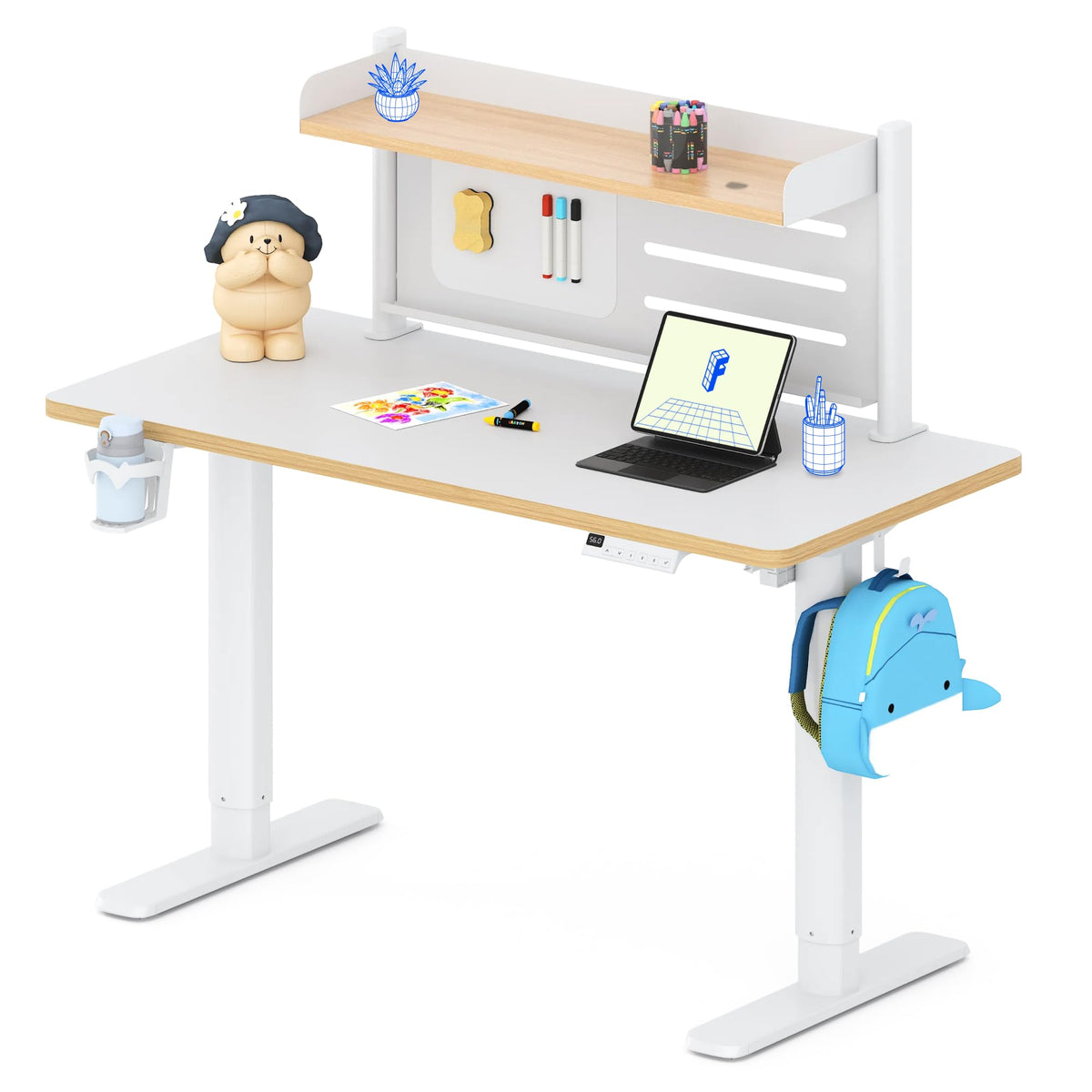 FLEXISPOT Kinderschreibtisch höhenverstellbar elektrisch 110 × 52 cm, Weiß