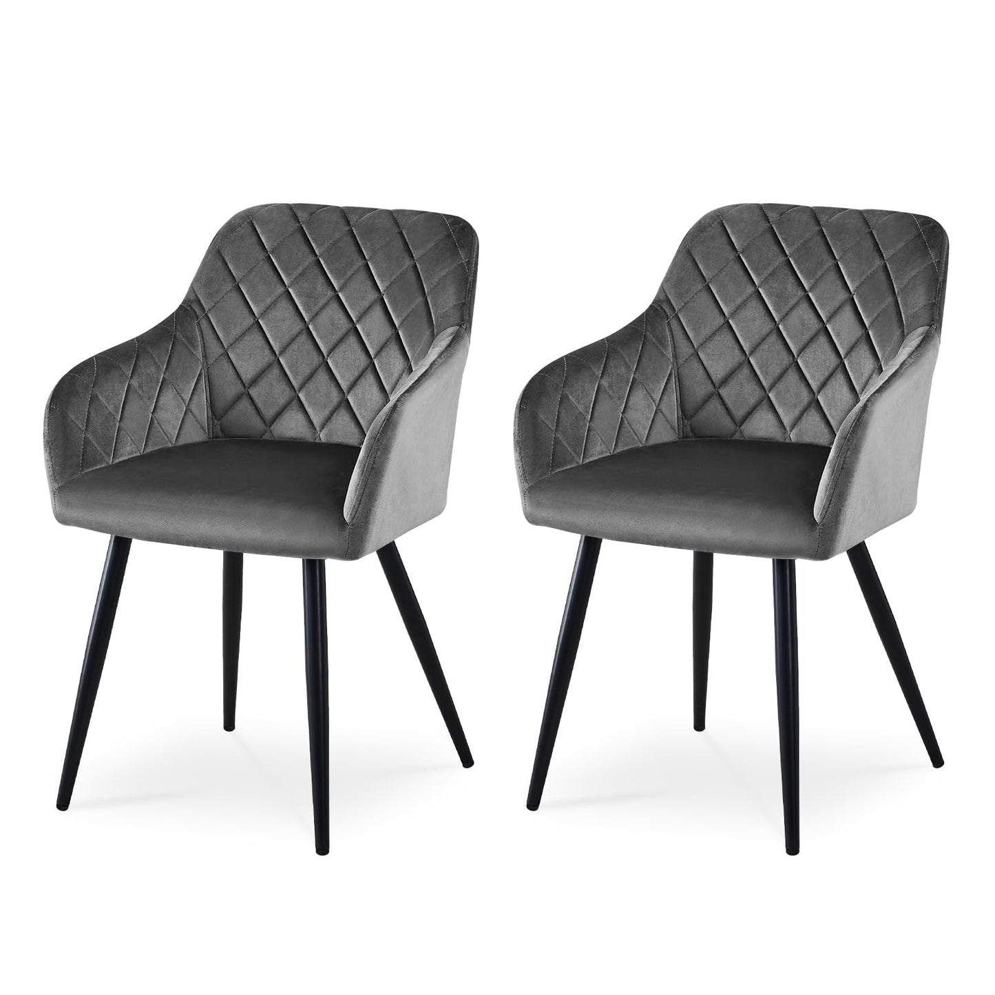 CLIPOP Esszimmerstühle 4er Set, Küchenstühle Grau Kunstlederstoff stühle Polsterstühle mit Armlehne Metallbeine Polstersessel Stühle für Esszimmer Küche (4, Kunstleder Grau)