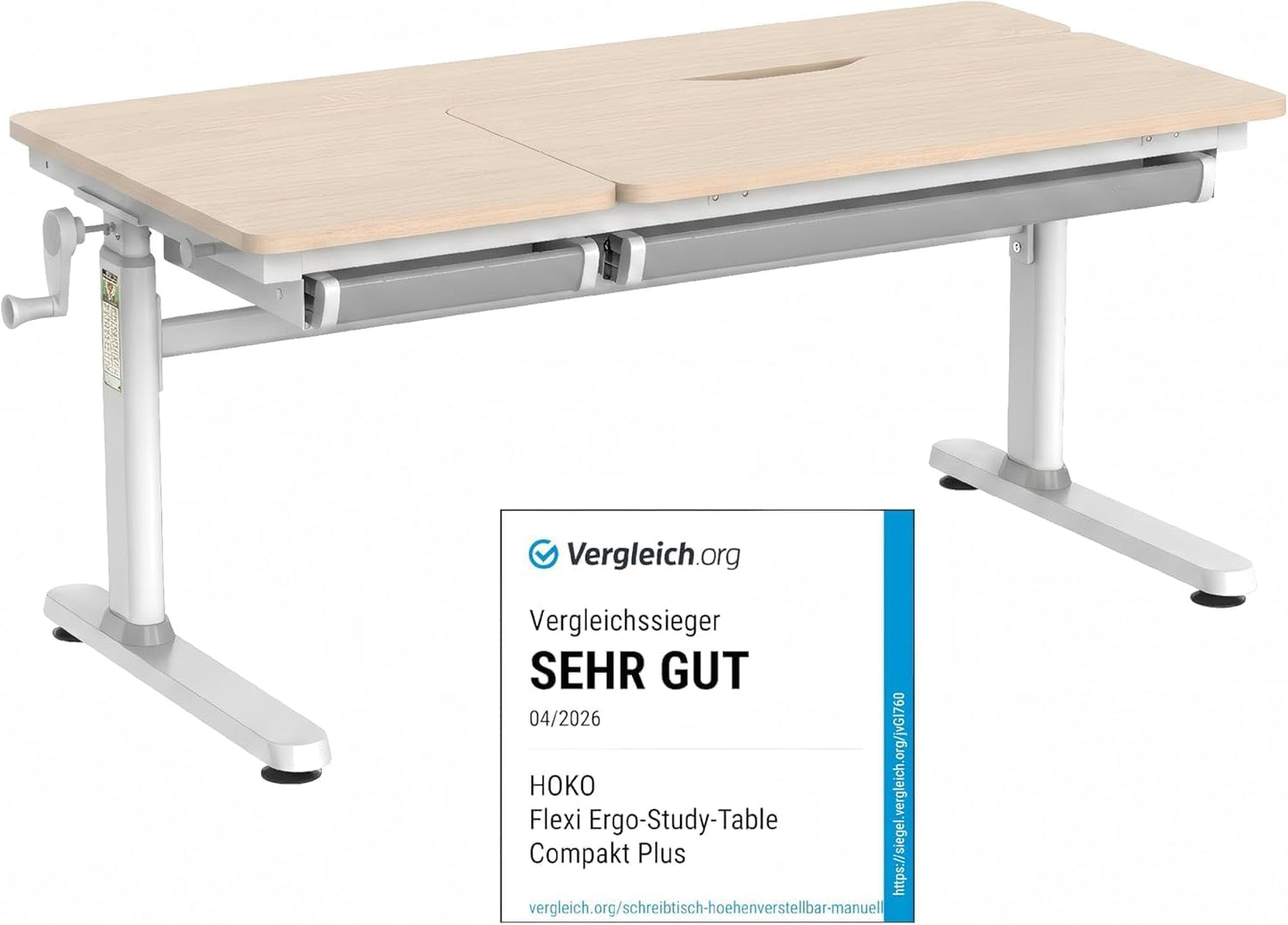 HOKO Kinderschreibtisch höhenverstellbar für Kinder ab 6 Jahren, 120x60 cm