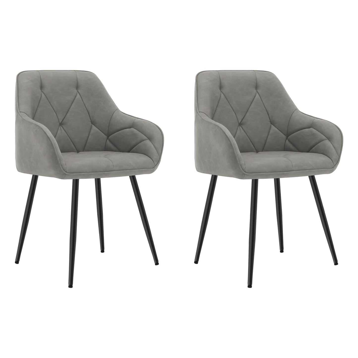 WOLTU Esszimmerstühle 4er Set, für Esszimmer Wohnzimmer, ergonomische Küchenstühle gepolstert mit Armlehnen, Metallbeinen, Sitzfläche aus Vintage-Kunstleder,Dunkelbraun