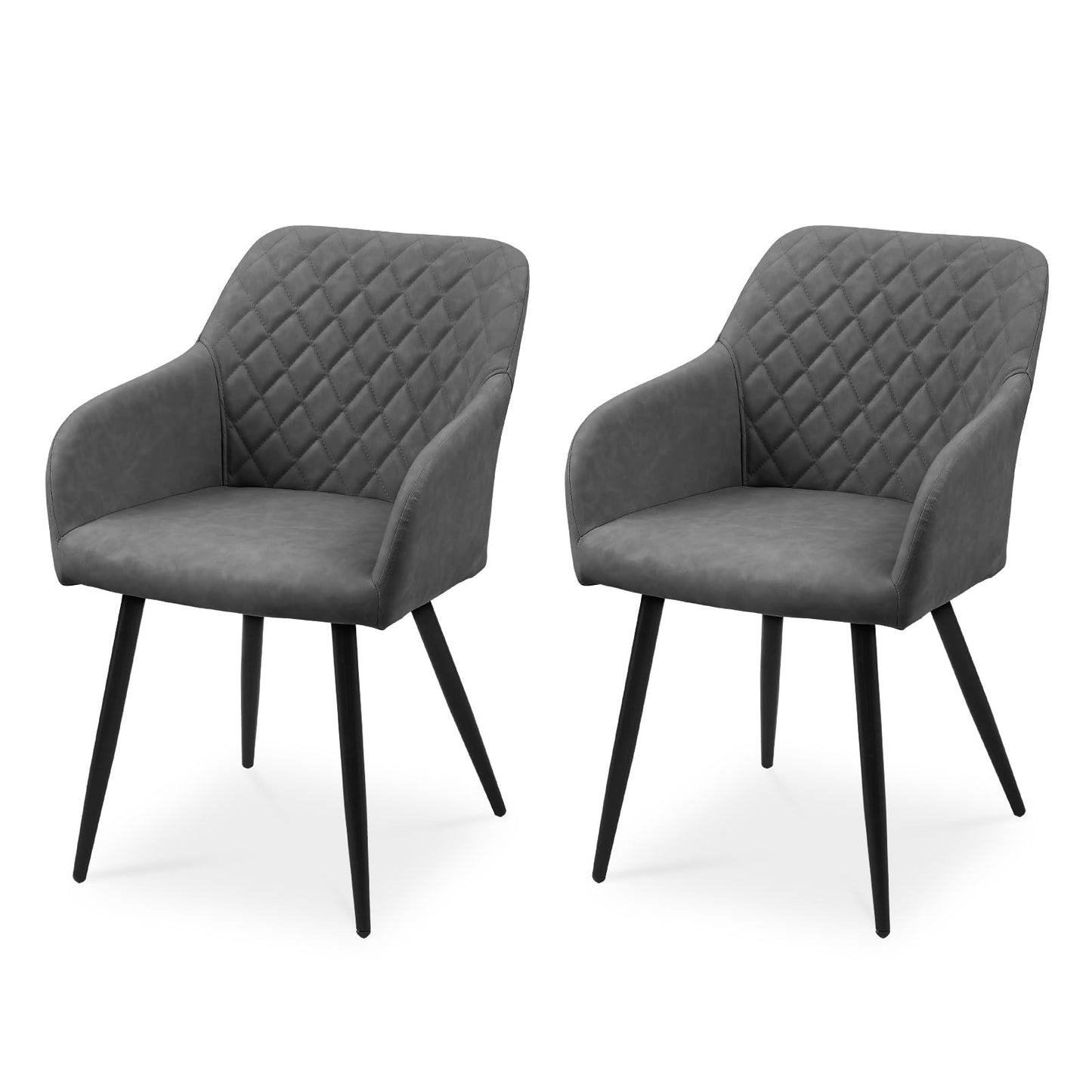 CLIPOP Esszimmerstühle 2er Set, Küchenstühle Grau Samtstoff stühle Polsterstühle mit Armlehne Metallbeine Polstersessel Stühle für Esszimmer Küche (2, Samt Grau)