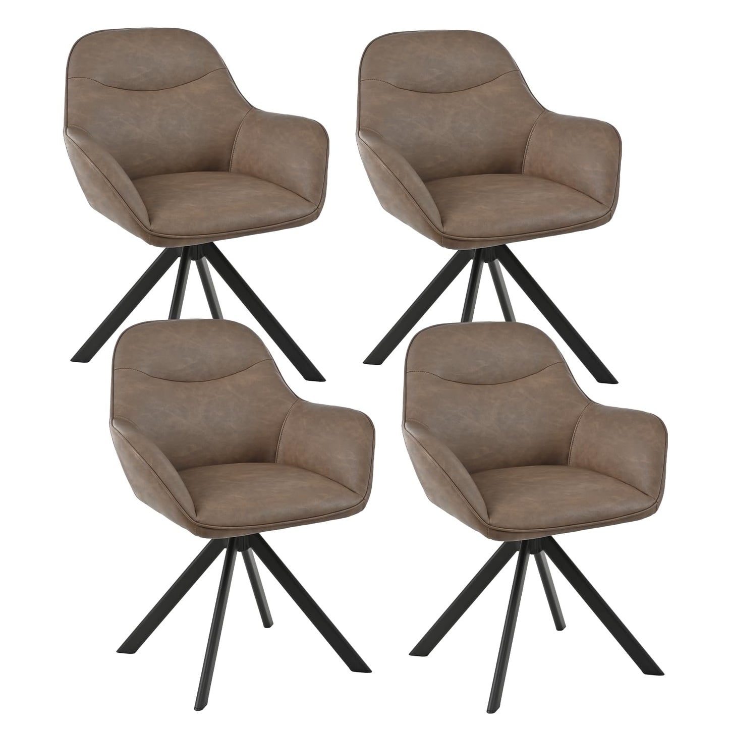 Esszimmerstühle Drehbar 4er Set mit Armlehne, 360° drehbar, Polsterstuhl Leinen, Drehstuhl Esszimmer Beige, Küchenstuhl mit Metallbeine für Esszimmer, Wohnzimmer, Büro