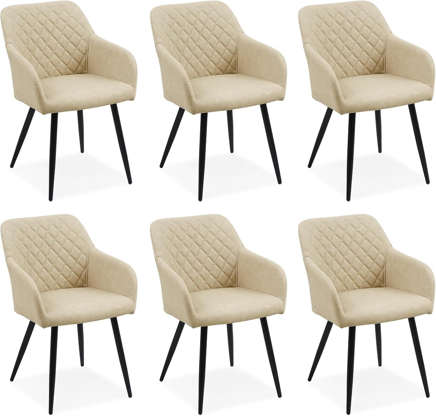 CLIPOP Esszimmerstühle 4er Set, Küchenstühle Grau Kunstlederstoff stühle Polsterstühle mit Armlehne Metallbeine Polstersessel Stühle für Esszimmer Küche (4, Kunstleder Grau)