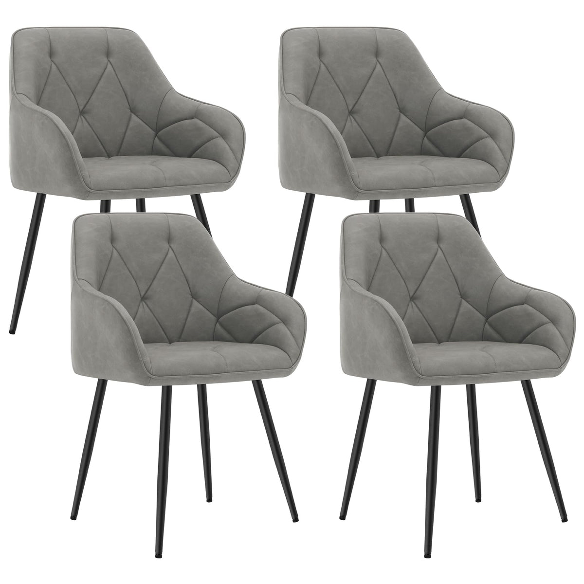 WOLTU Esszimmerstühle 4er Set, für Esszimmer Wohnzimmer, ergonomische Küchenstühle gepolstert mit Armlehnen, Metallbeinen, Sitzfläche aus Vintage-Kunstleder,Dunkelbraun