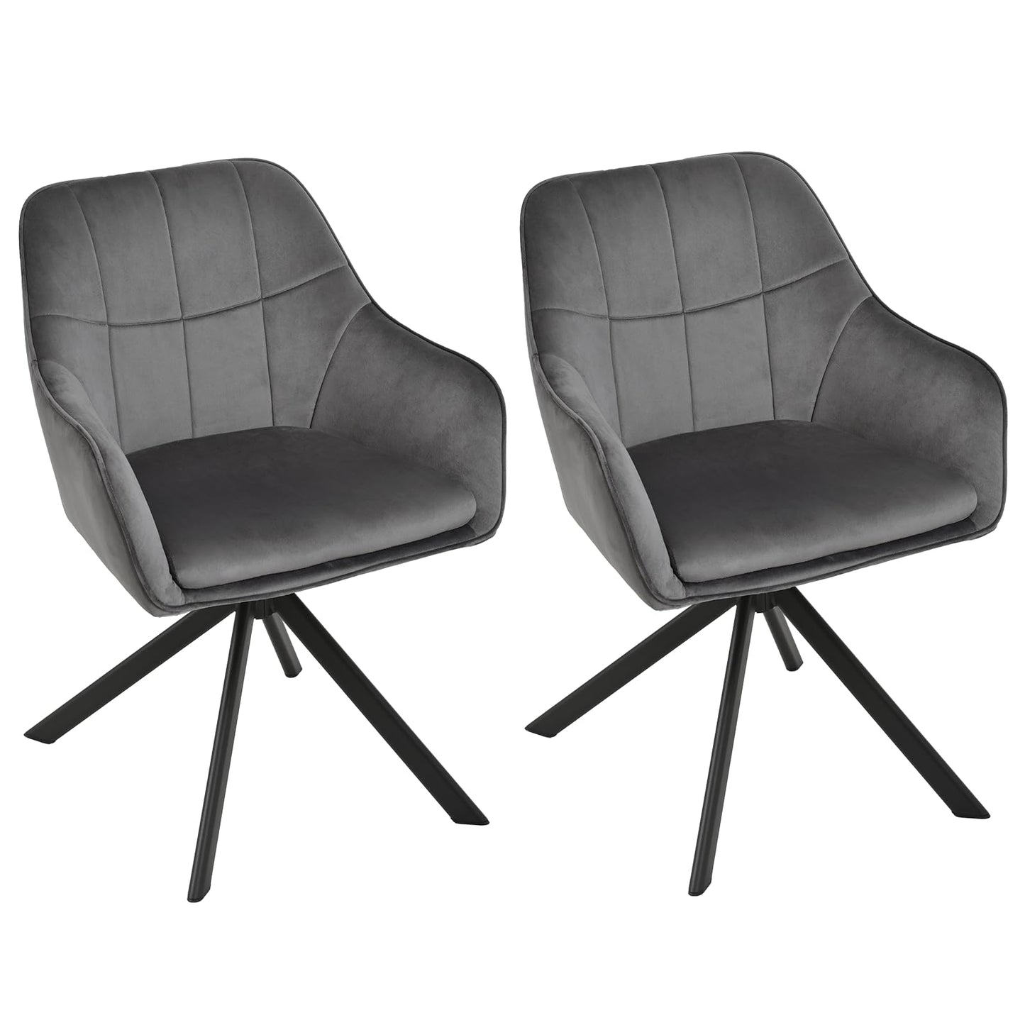 Drehstuhl Esszimmer 4er Set Samt Grün mit Armlehne Polsterstuhl Esszimmerstühle drehbar Küchenstuhl mit Metallbeine für Wohnzimmer Esszimmer