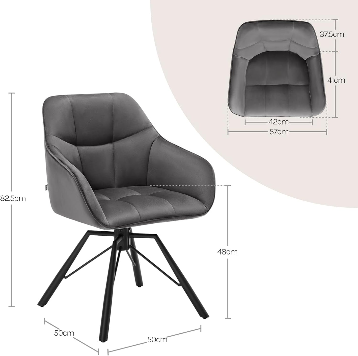 WOLTU Drehbare Esszimmerstühle 6er Set, Küchenstühle mit Armlehen