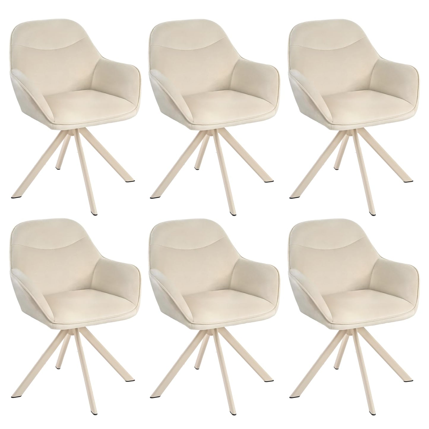 Esszimmerstühle Drehbar 4er Set mit Armlehne, 360° drehbar, Polsterstuhl Leinen, Drehstuhl Esszimmer Beige, Küchenstuhl mit Metallbeine für Esszimmer, Wohnzimmer, Büro