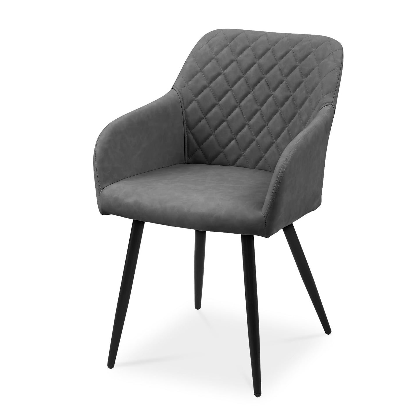 CLIPOP Esszimmerstühle 4er Set, Küchenstühle Grau Kunstlederstoff stühle Polsterstühle mit Armlehne Metallbeine Polstersessel Stühle für Esszimmer Küche (4, Kunstleder Grau)