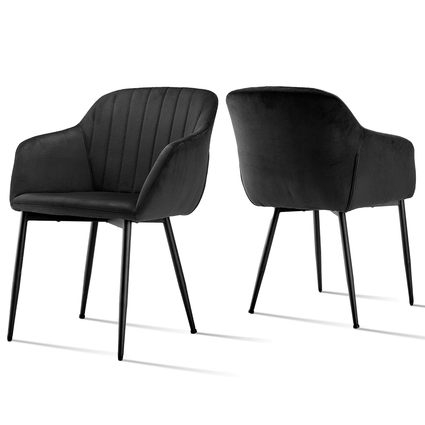 Esszimmerstühle Beige 4er Set mit Armlehnen, Modern Polsterstühle Leinen, Küchenstühle mit Metallgestell für Esszimmer, Wohnzimmer, Küche