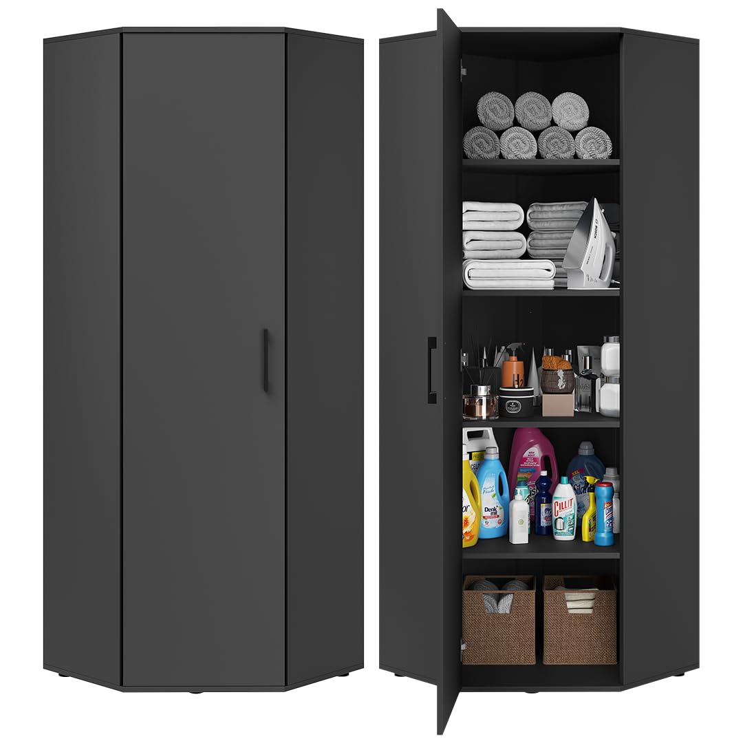 Bellamio Apol Besenschrank 60 cm breit, Weiß, Staubsaugerfach, Stauraum