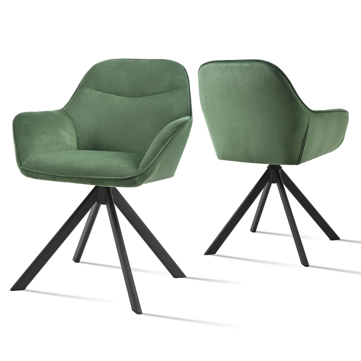 Esszimmerstühle Drehbar 4er Set mit Armlehne, 360° drehbar, Polsterstuhl Leinen, Drehstuhl Esszimmer Beige, Küchenstuhl mit Metallbeine für Esszimmer, Wohnzimmer, Büro