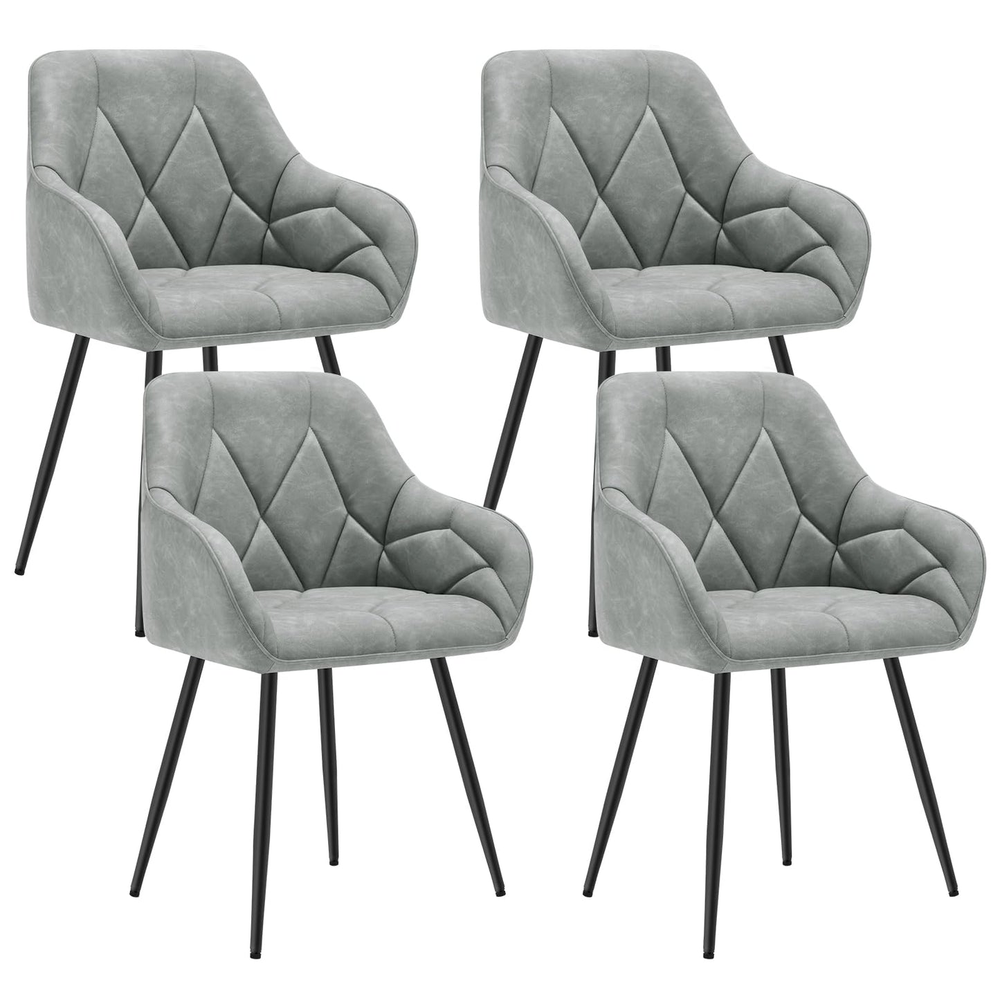 WOLTU Esszimmerstühle 4er Set, für Esszimmer Wohnzimmer, ergonomische Küchenstühle gepolstert mit Armlehnen, Metallbeinen, Sitzfläche aus Vintage-Kunstleder,Dunkelbraun