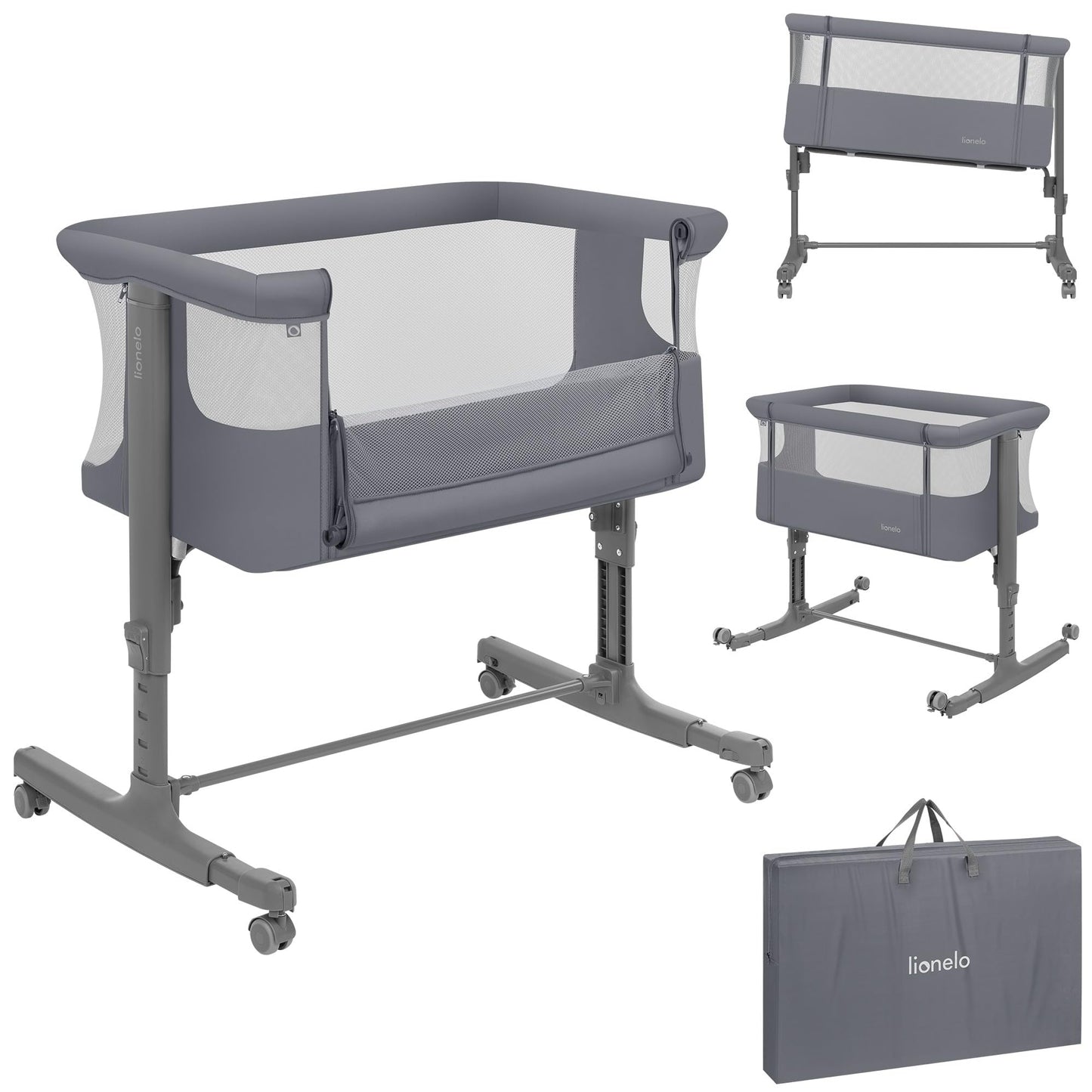 Lionelo Aurora 3 in 1 Babybett bis 9 kg, Beistellbett, Wiege