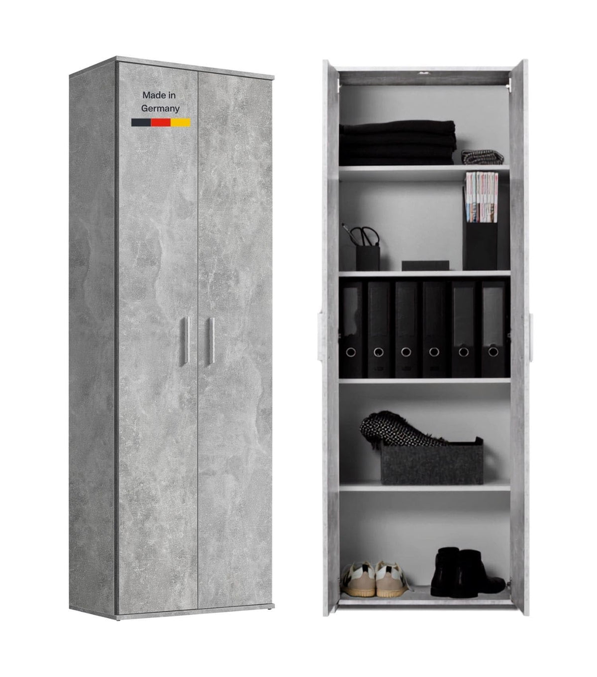 mokebo Mehrzweckschrank Besenschrank (60x180 cm) 'Der Lange' Made in Germany aus Holz auch als Haushaltsschrank Putzschrank Vorratsschrank Flurschrank Weiß