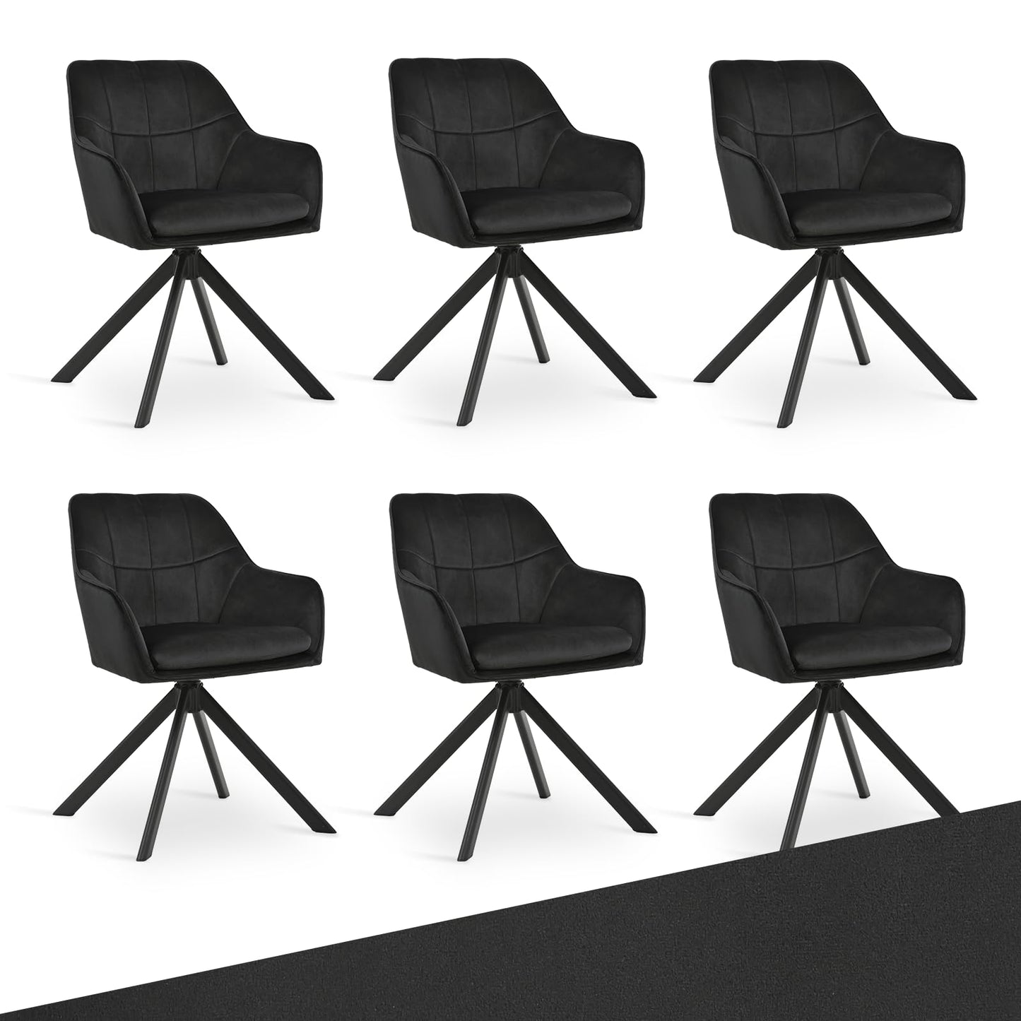 Esszimmerstühle drehbar 4er Set Grau Armlehnenstuhl Polsterstuhl drehstuhl Esszimmer drehstühle aus Samt Küchenstuhl mit Metallbeine für Wohnzimmer Esszimmer