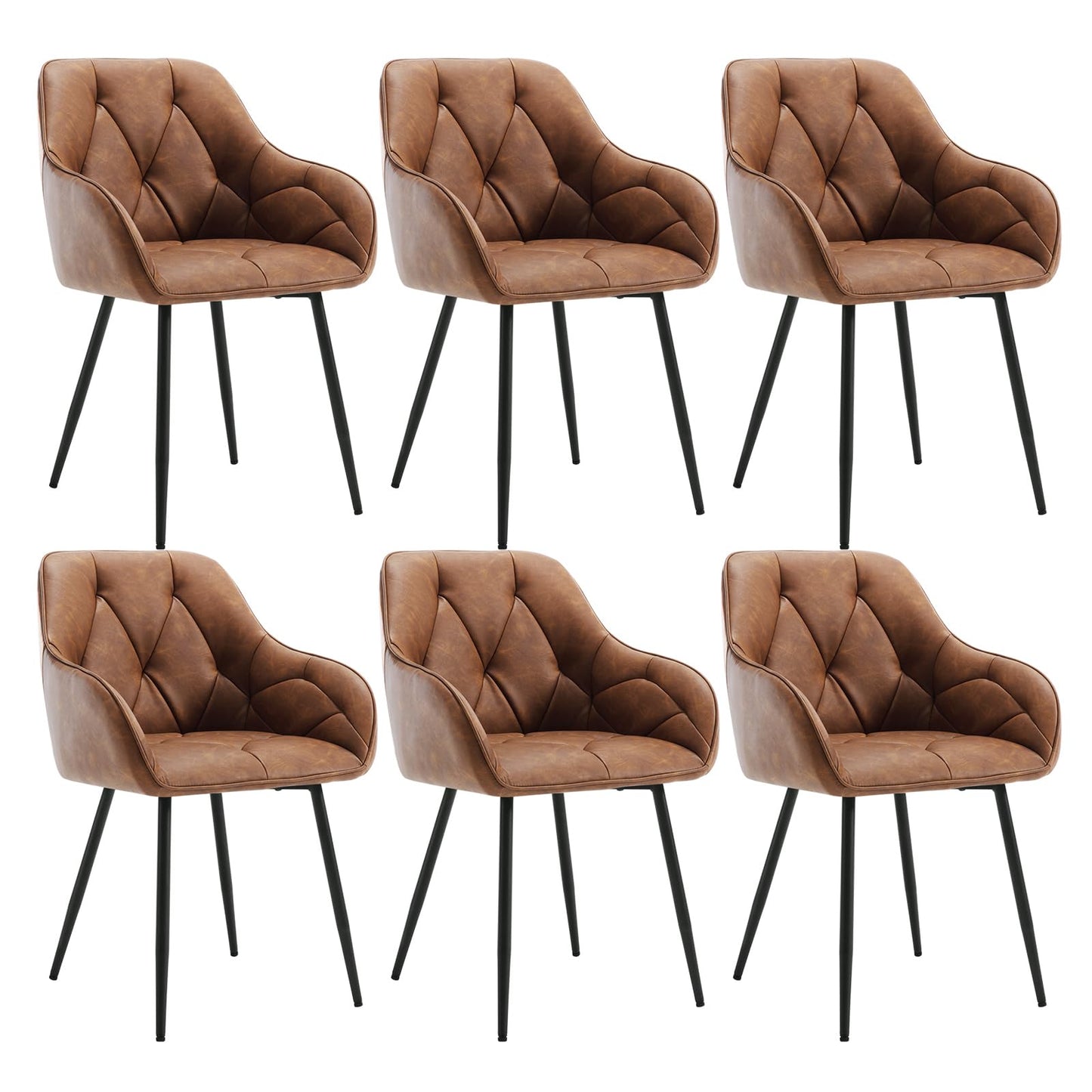 WOLTU Esszimmerstühle 4er Set, für Esszimmer Wohnzimmer, ergonomische Küchenstühle gepolstert mit Armlehnen, Metallbeinen, Sitzfläche aus Vintage-Kunstleder,Dunkelbraun