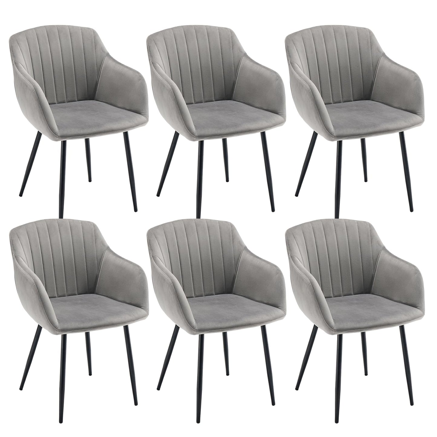 Esszimmerstühle Beige 4er Set mit Armlehnen, Modern Polsterstühle Leinen, Küchenstühle mit Metallgestell für Esszimmer, Wohnzimmer, Küche