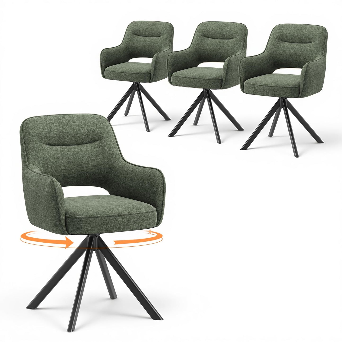COLAMY Drehstühle für Esszimmer, 2er Set, Drehbare Polsterstühle mit Armlehnen und Rückenlehne, Bequeme Küchenstühle für Wohnzimmer & Essbereich, Beige