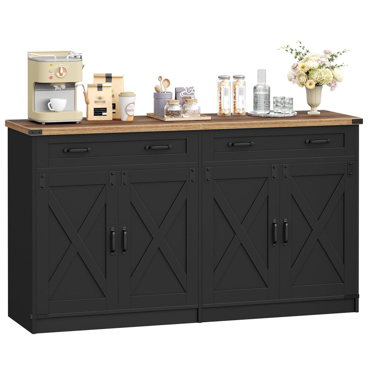 Hzuaneri Sideboard, Buffetschrank mit 2 Schublade, 4 Türen
