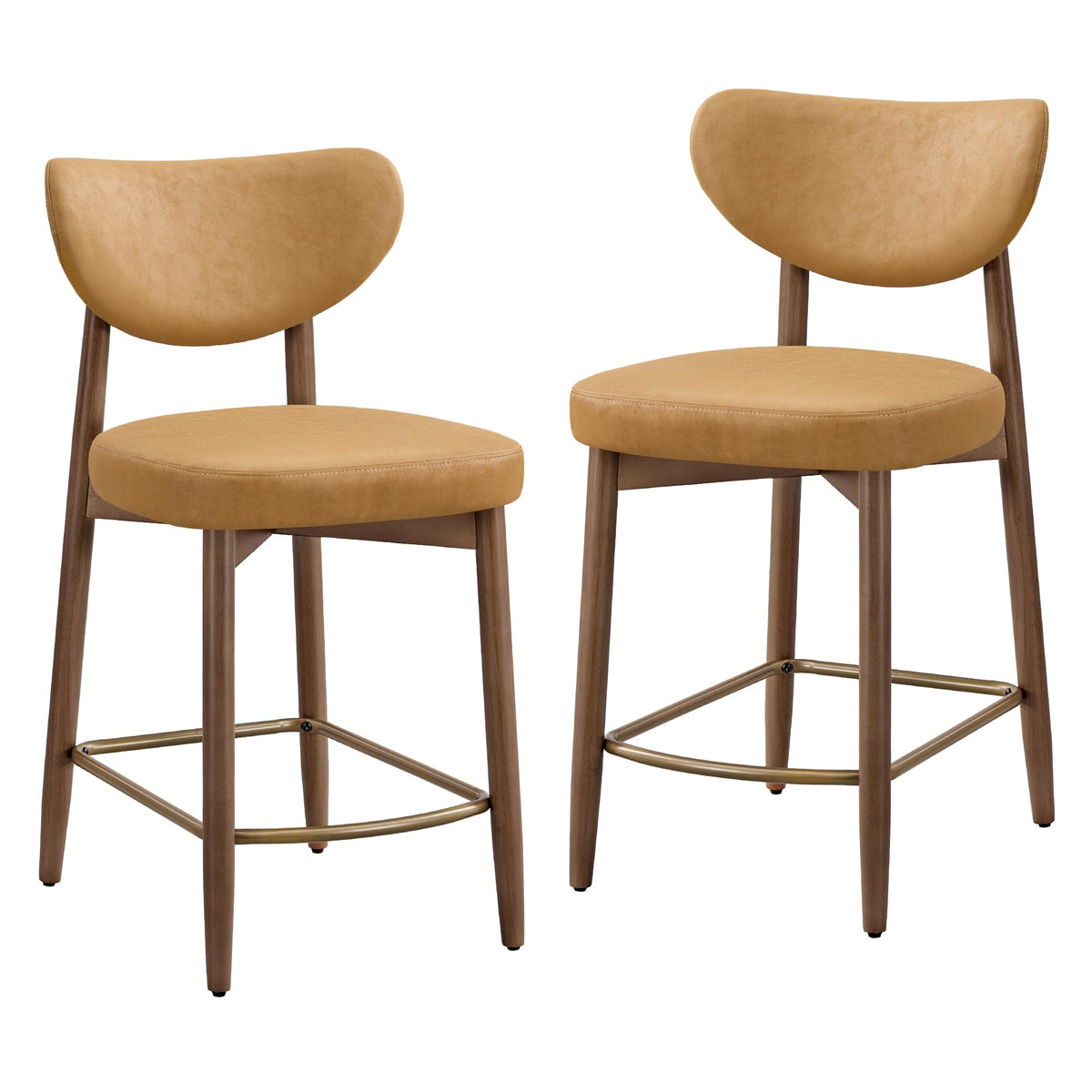VASAGLE Barhocker 2er Set, mit Rückenlehne, Massivholzbeine, in Leinenoptik
