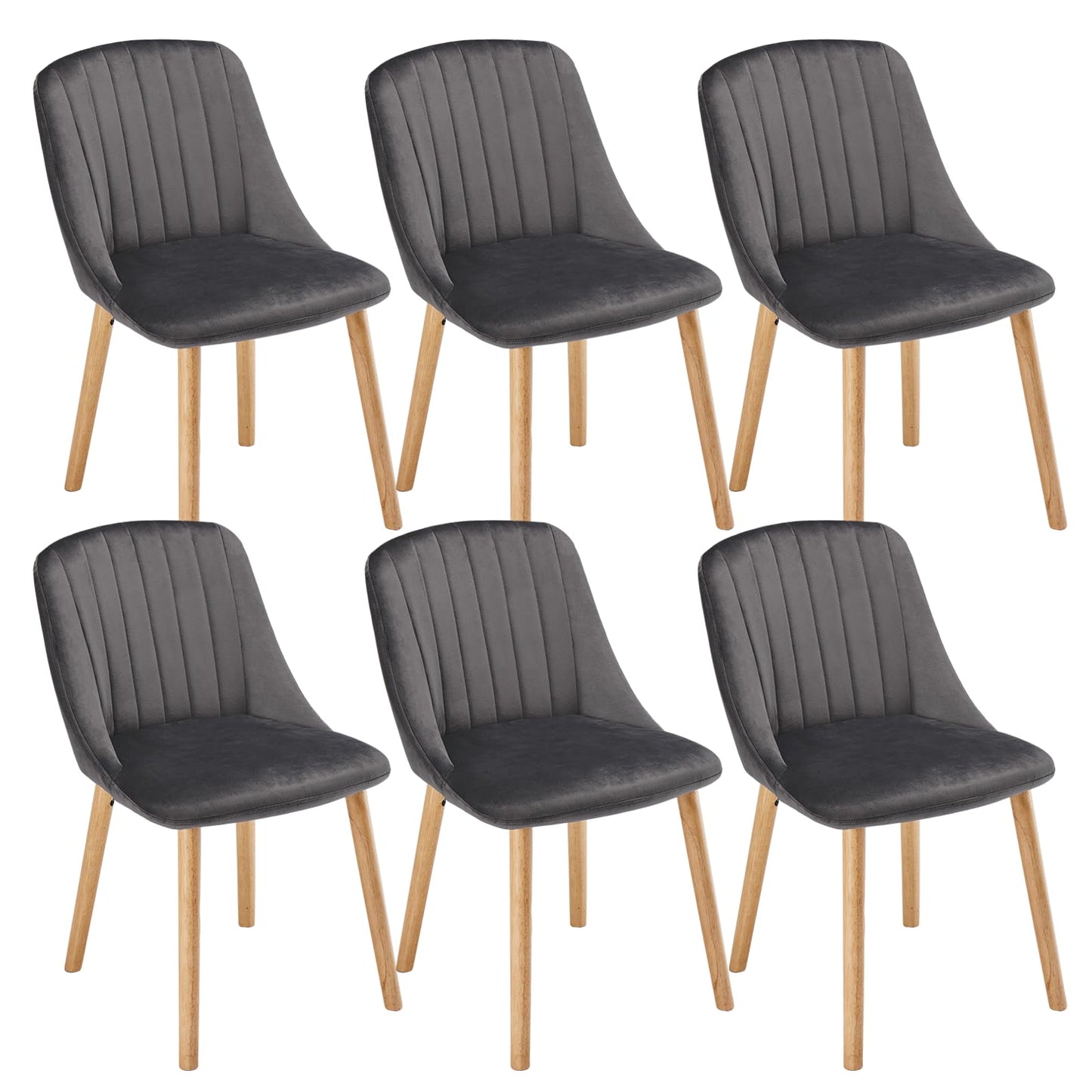 Esszimmerstühle Beige 4er Set Holzbeine Polsterstuhl Küchenstuhl aus Polyester Stühle Esszimmer Wohnzimmerstuhl für Esszimmer Küche Büro