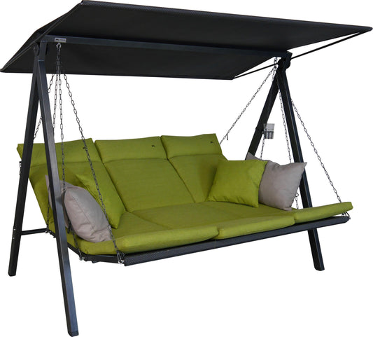 ANGERER Hollywoodschaukel Lounge Smart 3-Sitzer mit Bettfunktion & Sonnendach Gartenliege Schaukel Made in Germany