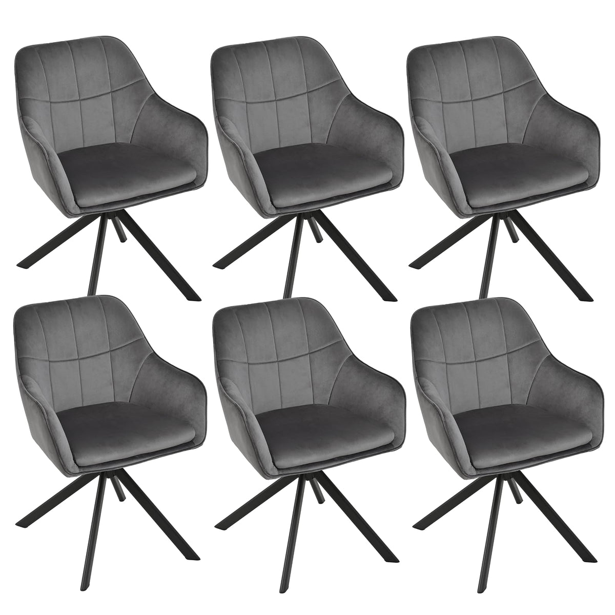 Drehstuhl Esszimmer 4er Set Samt Grün mit Armlehne Polsterstuhl Esszimmerstühle drehbar Küchenstuhl mit Metallbeine für Wohnzimmer Esszimmer