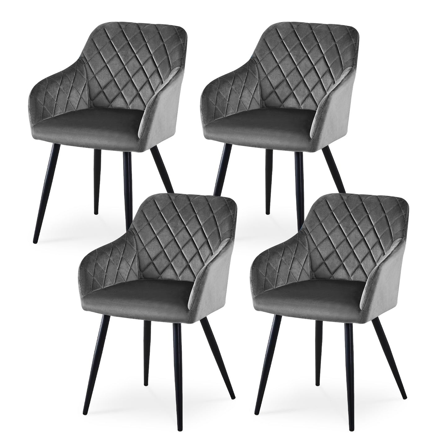 CLIPOP Esszimmerstühle 2er Set, Küchenstühle Grau Samtstoff stühle Polsterstühle mit Armlehne Metallbeine Polstersessel Stühle für Esszimmer Küche (2, Samt Grau)