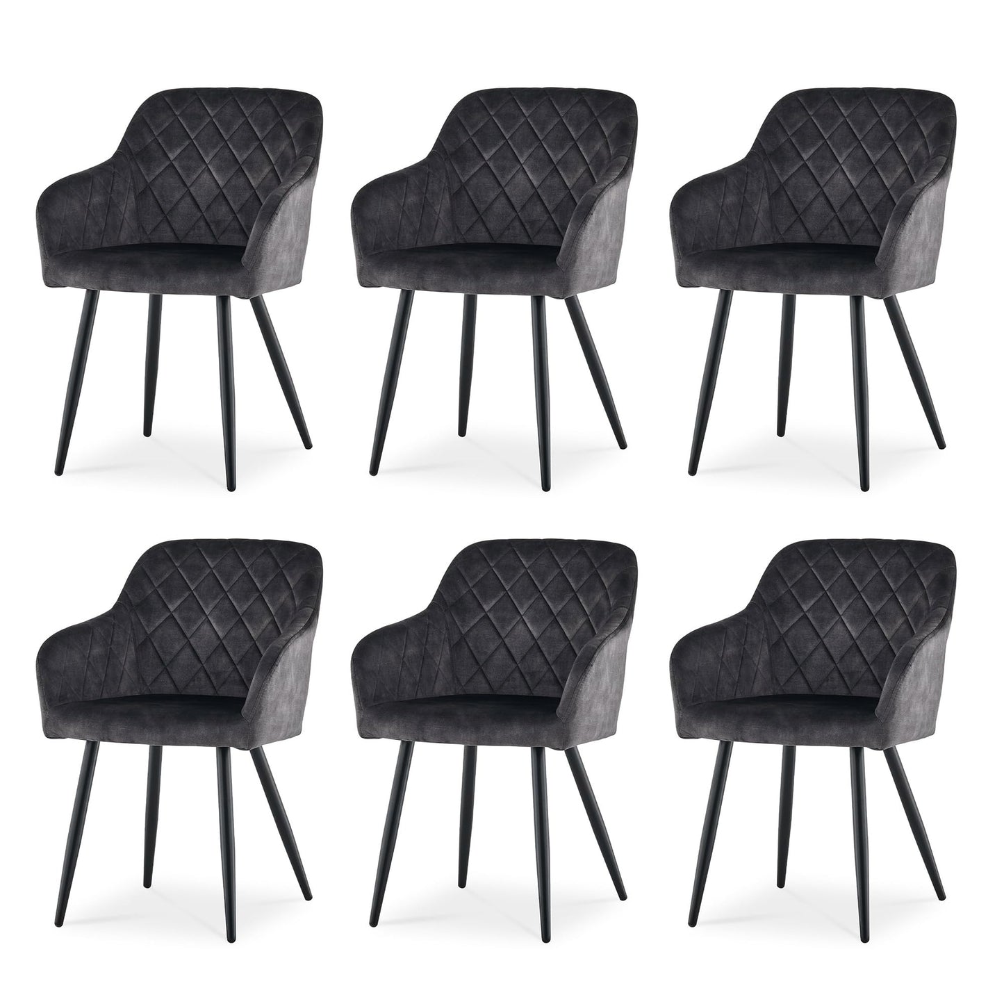 CLIPOP Esszimmerstühle 2er Set, Küchenstühle Grau Samtstoff stühle Polsterstühle mit Armlehne Metallbeine Polstersessel Stühle für Esszimmer Küche (2, Samt Grau)