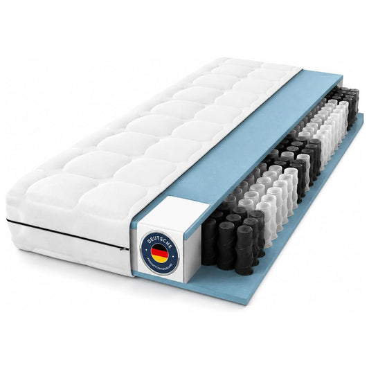 BMM Ortho Medic Taschenfederkernmatratze 90x200 H3 – 7 Zonen Federkernmatratze 21 cm hoch, ergonomisch & rückenschonend, atmungsaktiv, Öko-Tex Zertifiziert, Deutsche Produktentwicklung