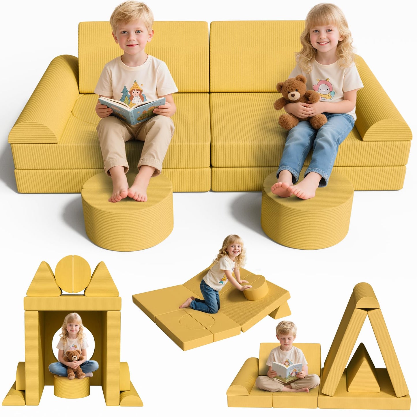 MAMIZO Spielsofa Cord, Kindersofa-Bausteine,Spielsofa für Kinder Oeko-TEX