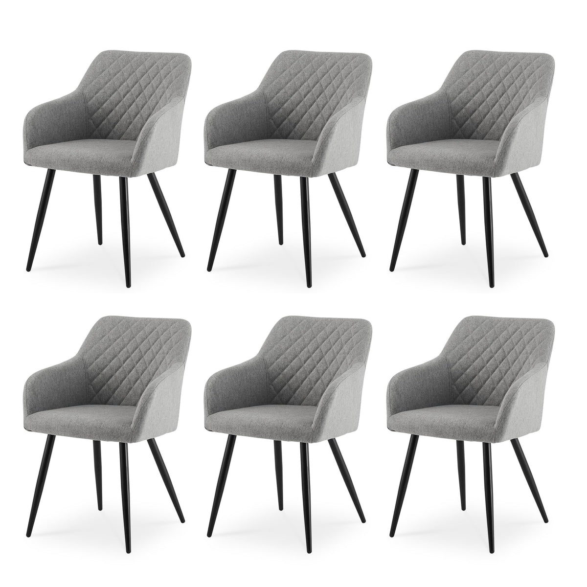 CLIPOP Esszimmerstühle 4er Set, Küchenstühle Grau Kunstlederstoff stühle Polsterstühle mit Armlehne Metallbeine Polstersessel Stühle für Esszimmer Küche (4, Kunstleder Grau)