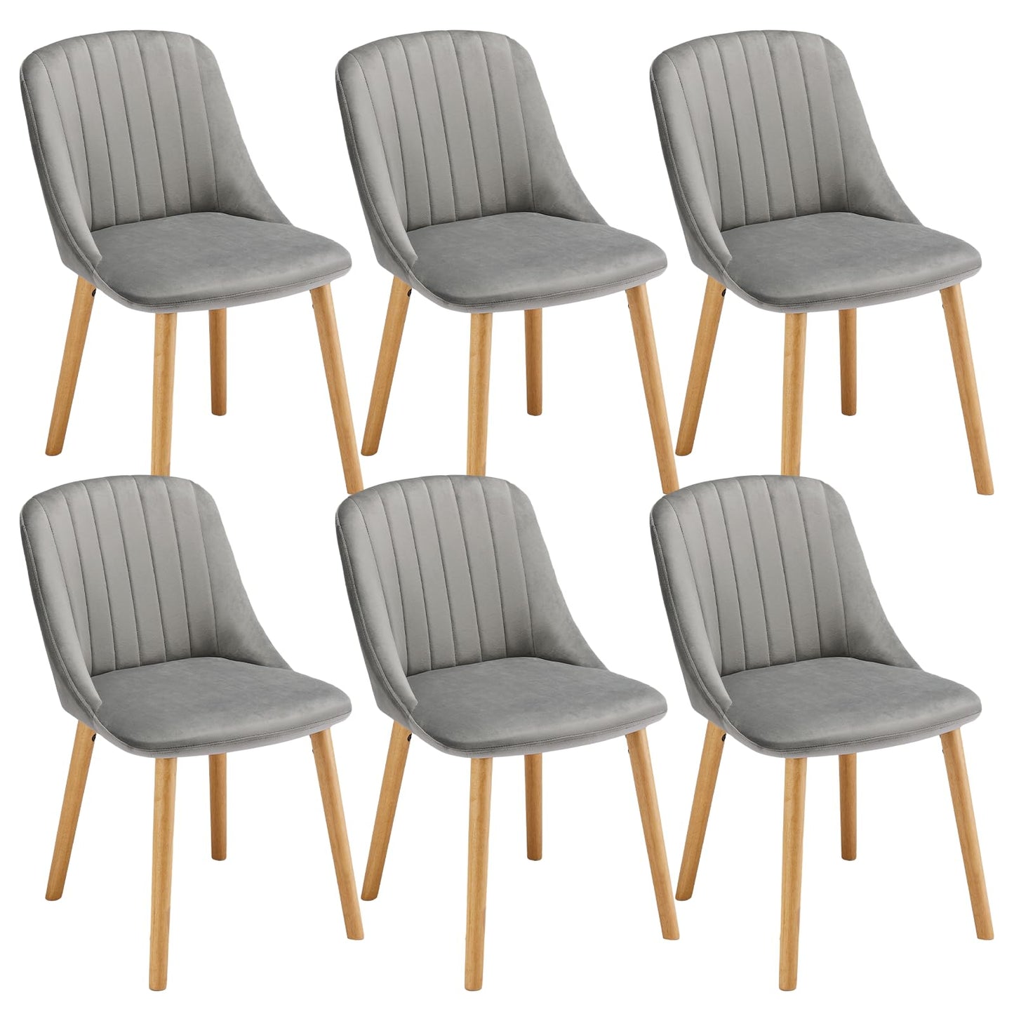 Esszimmerstühle Beige 4er Set Holzbeine Polsterstuhl Küchenstuhl aus Polyester Stühle Esszimmer Wohnzimmerstuhl für Esszimmer Küche Büro