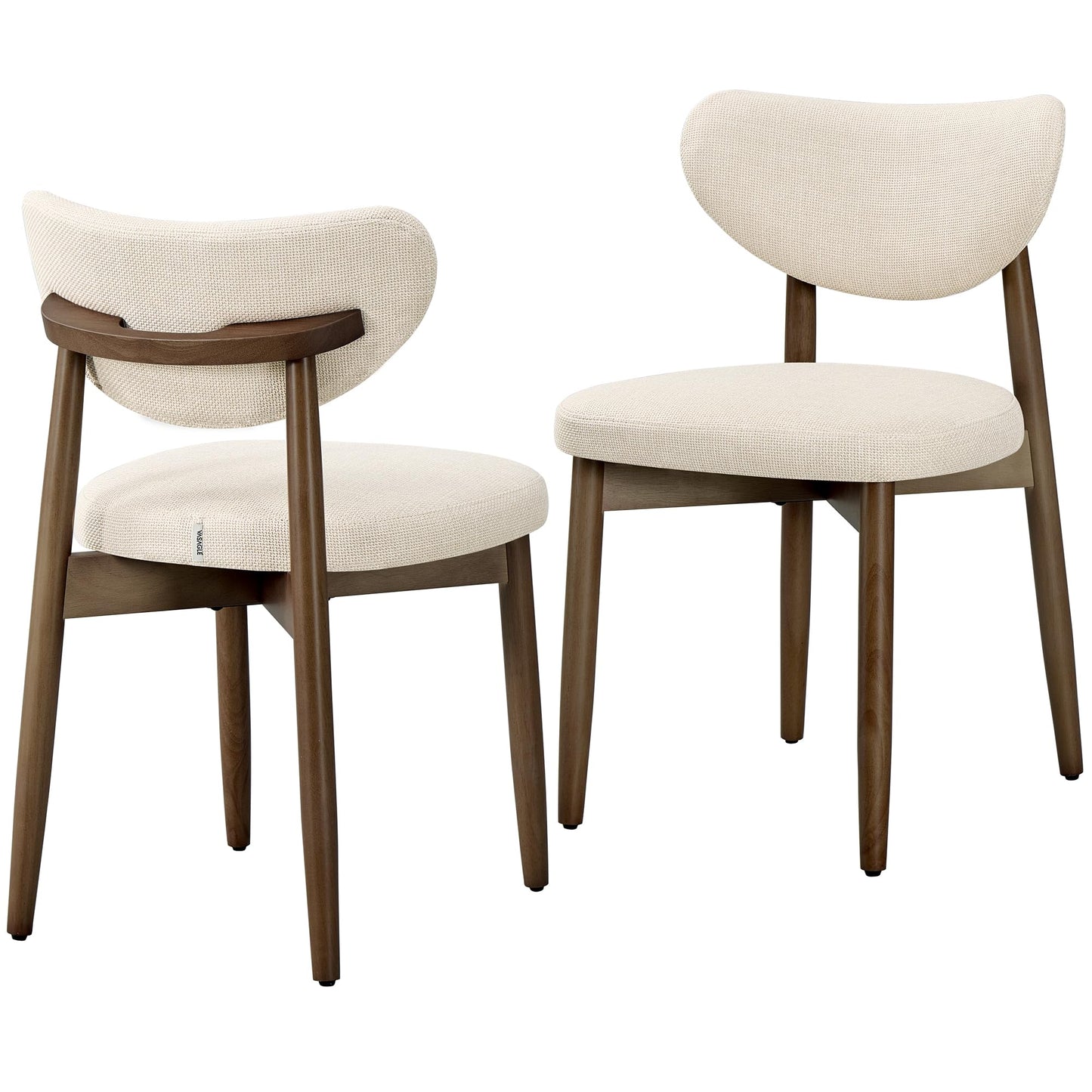 VASAGLE Esszimmerstuhl 4er Set, Küchenstuhl, Polsterstuhl mit Massivholzbeinen, ergonomische Rückenlehne, Aussparung als Griff, Mid-Century-Modern-Stil, Küche, cappuccinobeige KDC668L101-2J