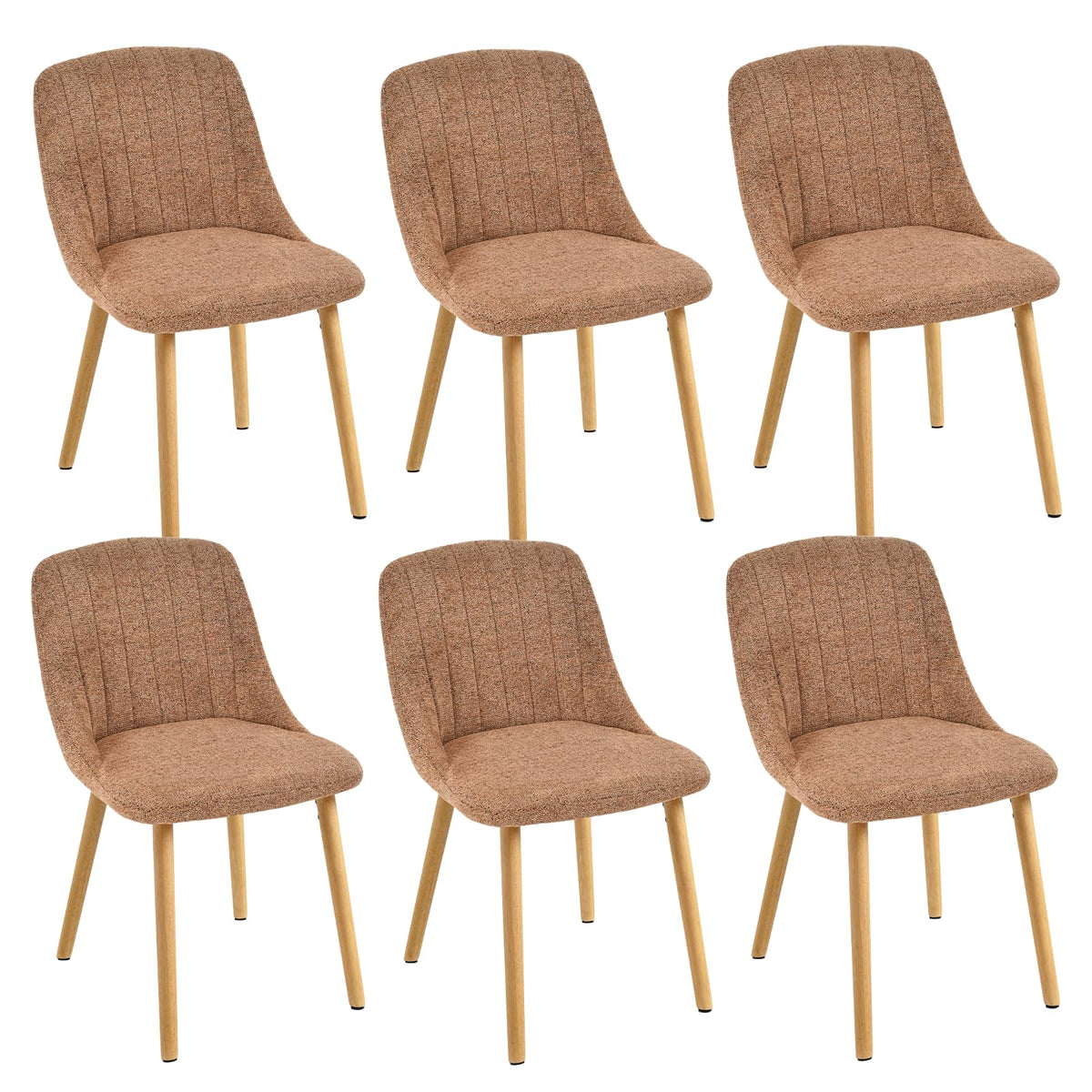 Esszimmerstühle Beige 4er Set Holzbeine Polsterstuhl Küchenstuhl aus Polyester Stühle Esszimmer Wohnzimmerstuhl für Esszimmer Küche Büro