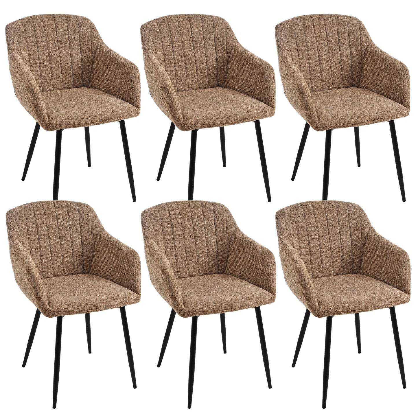 Esszimmerstühle Beige 4er Set mit Armlehnen, Modern Polsterstühle Leinen, Küchenstühle mit Metallgestell für Esszimmer, Wohnzimmer, Küche