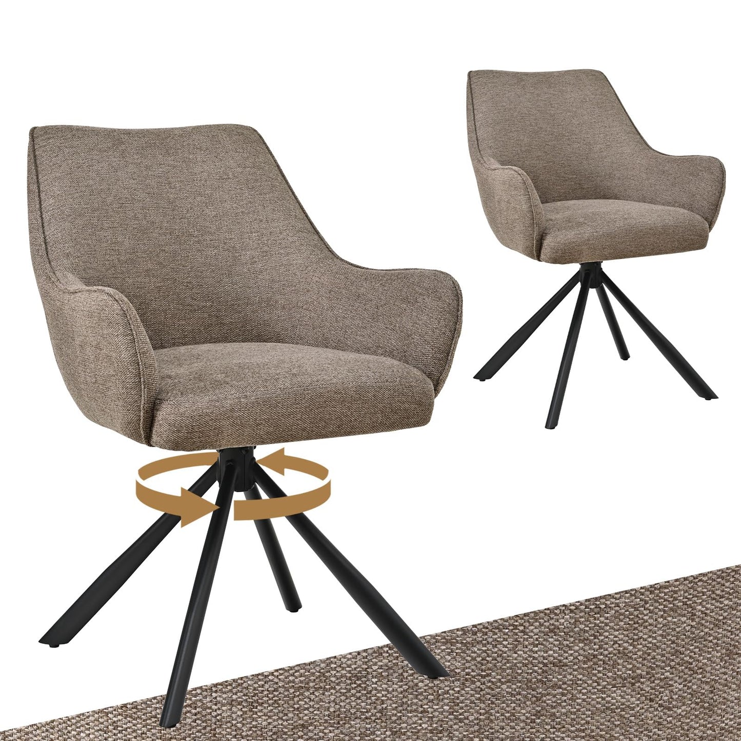 Esszimmerstühle Drehbar 4er Set mit Armlehne, gepolsterte Esszimmerstuhl mit hoher Rückenlehne für Esszimmer & Wohnzimmer, Büro, Beige1