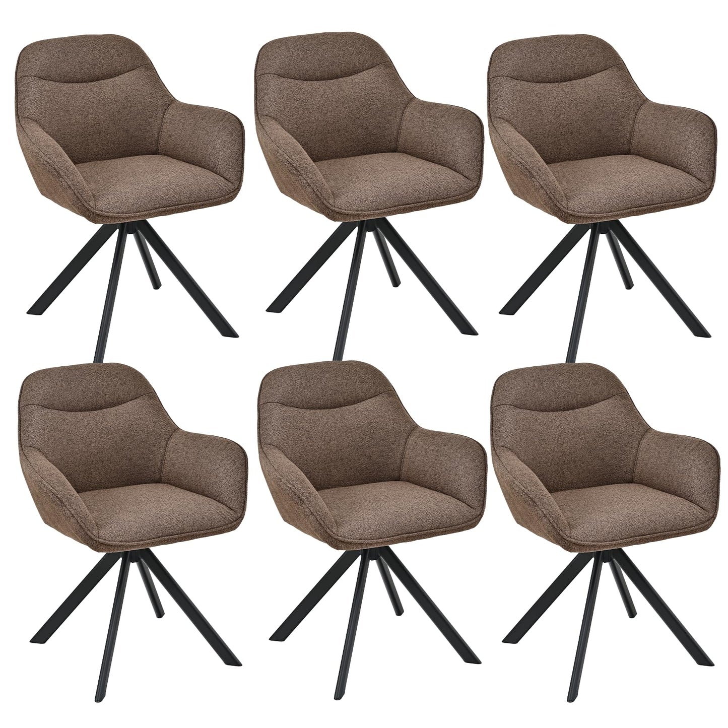 Esszimmerstühle Drehbar 4er Set mit Armlehne, 360° drehbar, Polsterstuhl Leinen, Drehstuhl Esszimmer Beige, Küchenstuhl mit Metallbeine für Esszimmer, Wohnzimmer, Büro