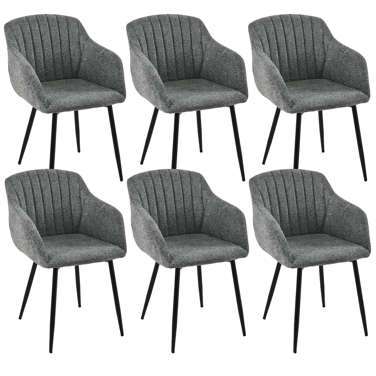 Esszimmerstühle Beige 4er Set mit Armlehnen, Modern Polsterstühle Leinen, Küchenstühle mit Metallgestell für Esszimmer, Wohnzimmer, Küche