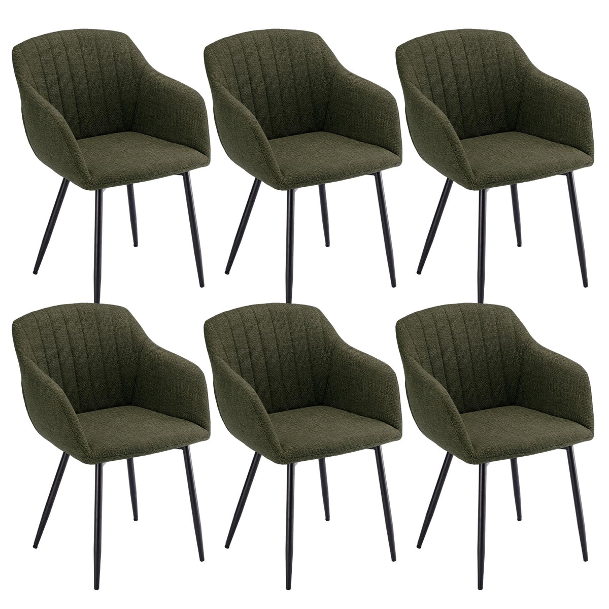Esszimmerstühle Beige 4er Set mit Armlehnen, Modern Polsterstühle Leinen, Küchenstühle mit Metallgestell für Esszimmer, Wohnzimmer, Küche