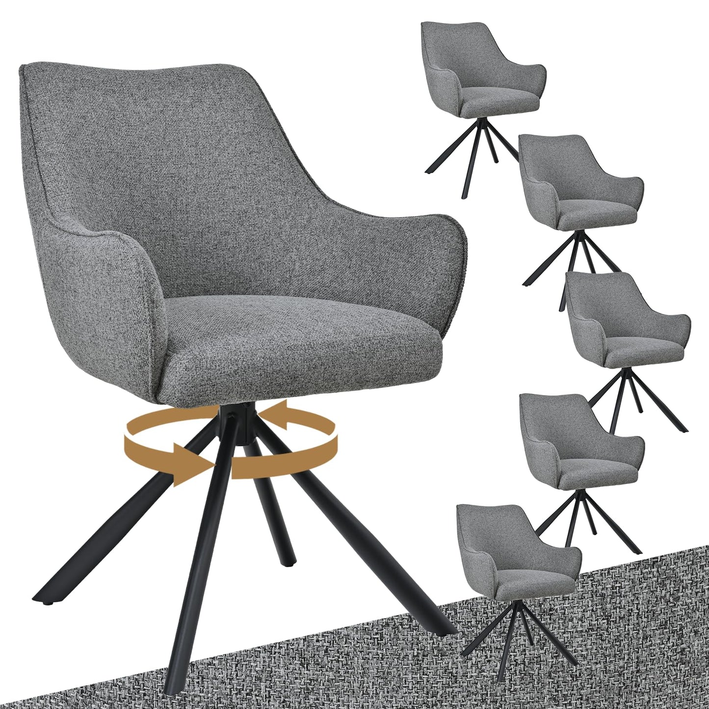 Esszimmerstühle Drehbar 4er Set mit Armlehne, gepolsterte Esszimmerstuhl mit hoher Rückenlehne für Esszimmer & Wohnzimmer, Büro, Beige1