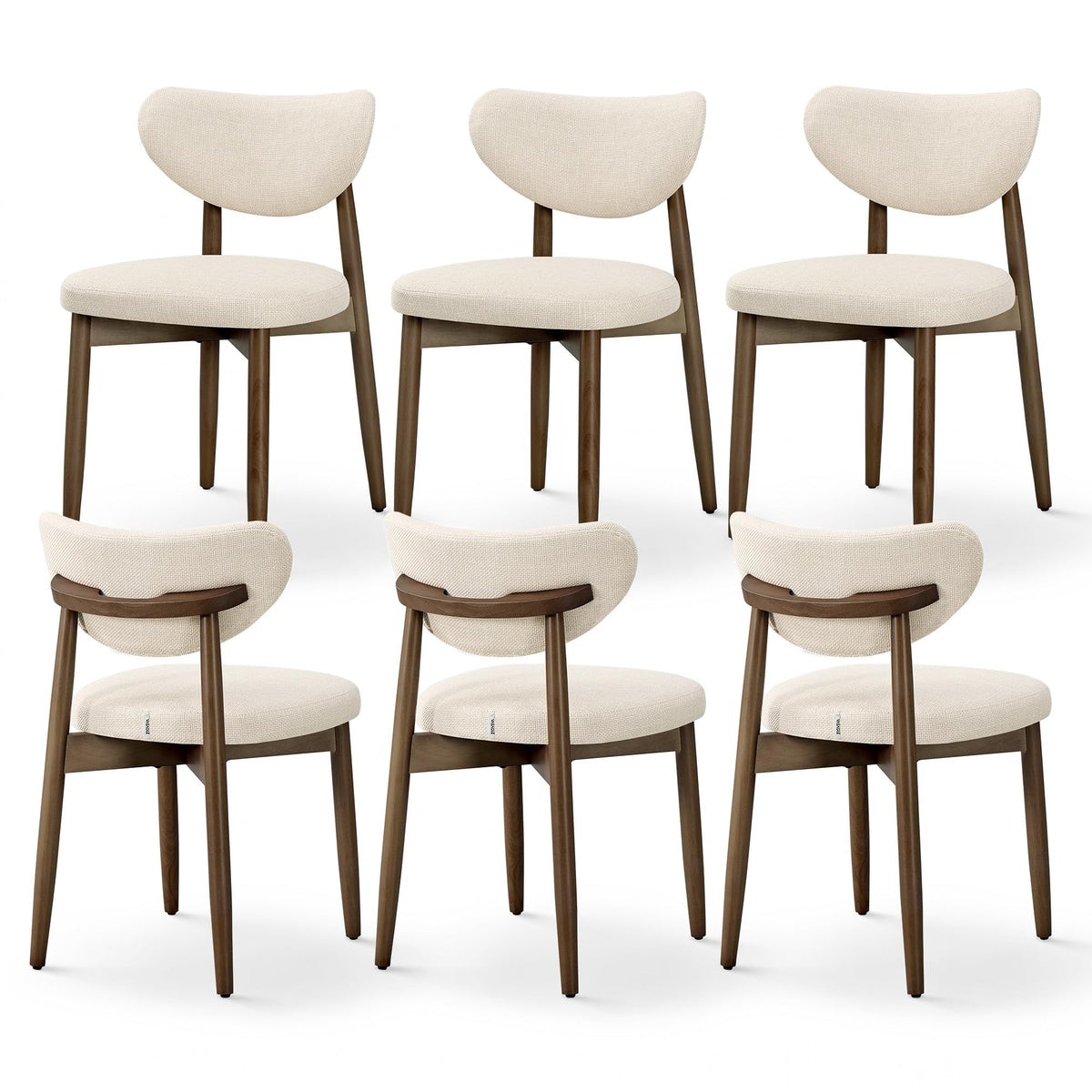 VASAGLE Esszimmerstuhl 4er Set, Küchenstuhl, Polsterstuhl mit Massivholzbeinen, ergonomische Rückenlehne, Aussparung als Griff, Mid-Century-Modern-Stil, Küche, cappuccinobeige KDC668L101-2J